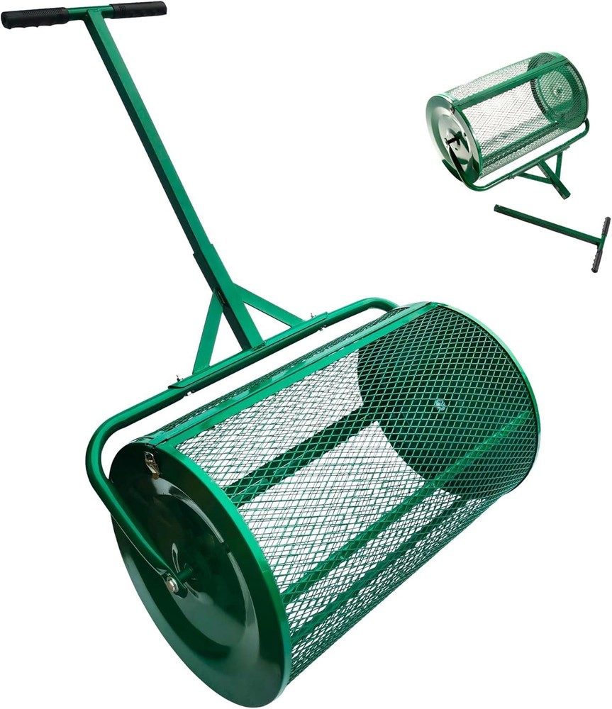 24 Inch Compost Spreader Roller for Peat Moss, Top Soil, Sand, Manure & Mulch
