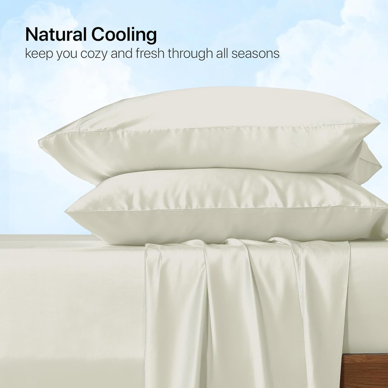 Cooling Top Split King Sheets Set, 100% Rayon from Bamboo, Luxury Bedding gallery