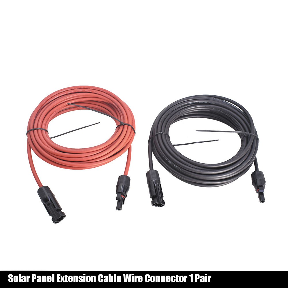 20ft Black+Red Solar Panel Extension Cable Wire Connector 1 Pair 4mm²/12AWG New gallery