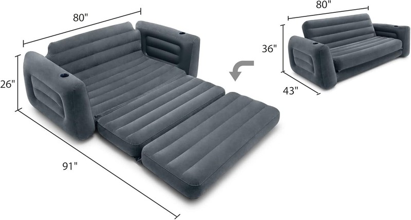 Sofa Bed Sleeper Queen Size Inflatable Air Folding Futon Convertible Couch Gray gallery
