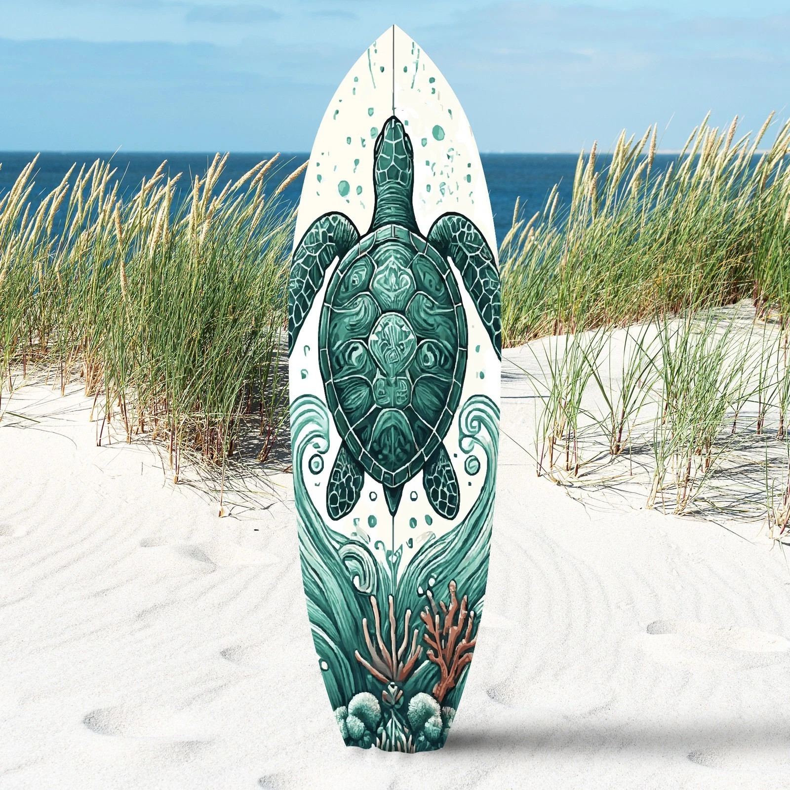 Outdoor Turtle Surfboard Wall Art, Coastal Beach Sign, Patio Decor, 3 - 4 Feet gallery