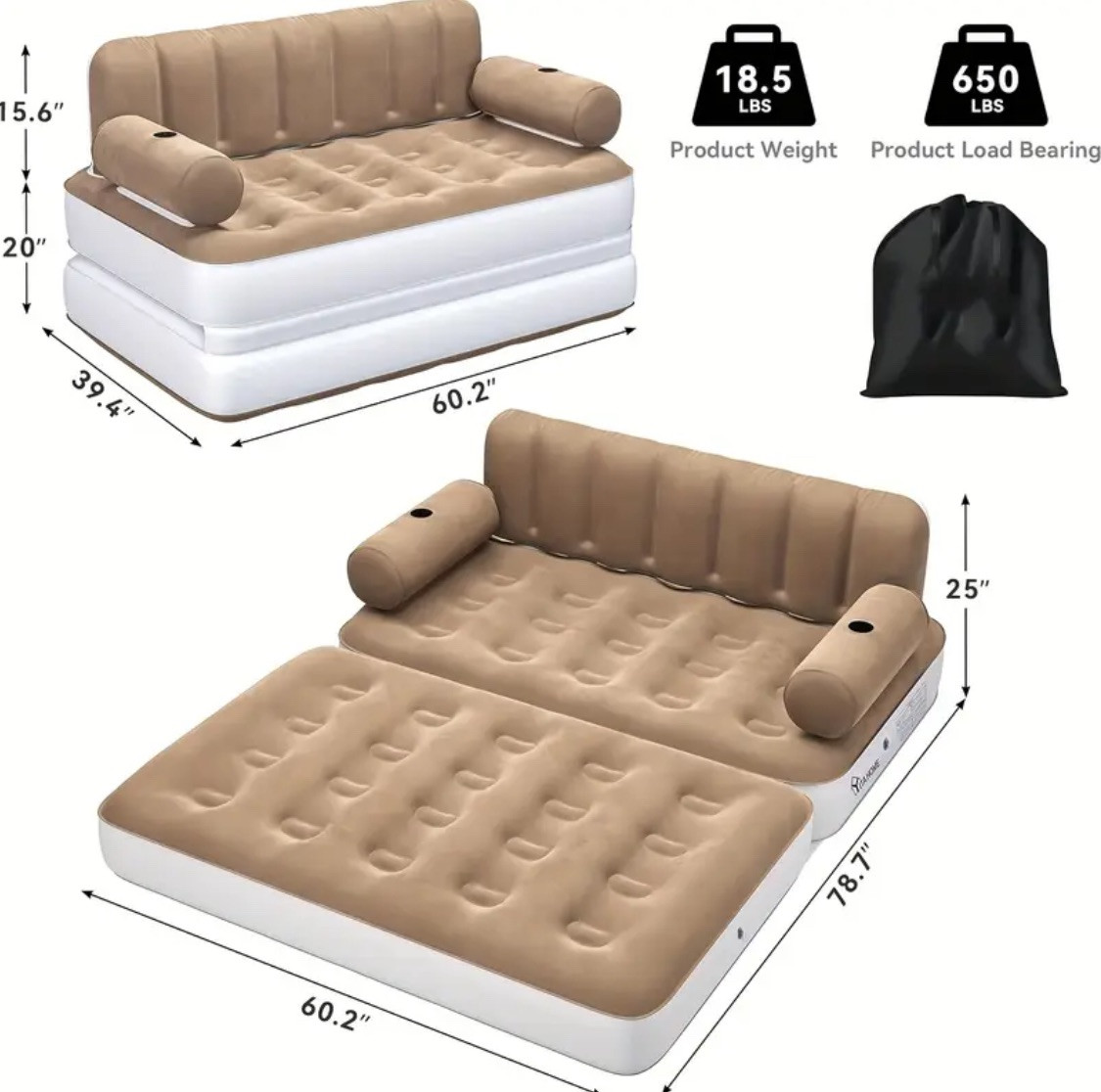 Queen Air Mattress with Built in Pump-Inflatable Blow Up Sofa & Bed Mattress gallery