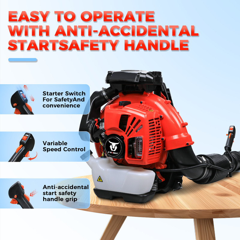 Commercial Backpack Leaf Blower Snow Blowers 75.6CC 2-Stroke Gas Powered 907CFM gallery