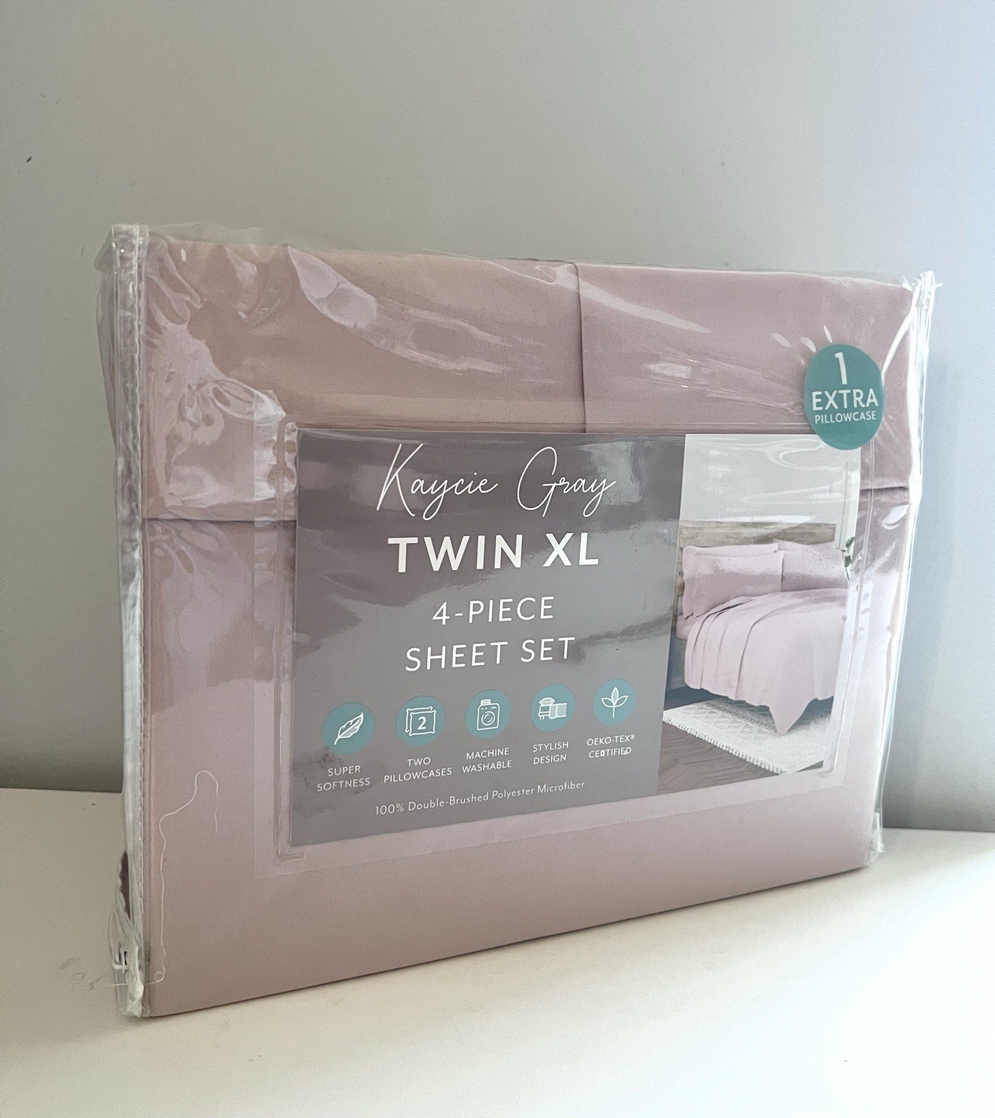 Kaycie Gray Microfiber 4 Piece Sheet Set Twin XL Size In Pink gallery