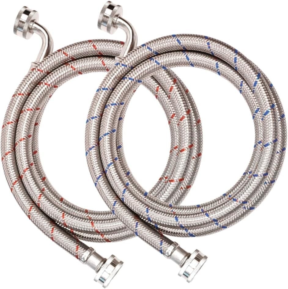20FT Red and Blue Washer Hoses,2 Pack Stainless Steel Washing Machine Hoses w... gallery