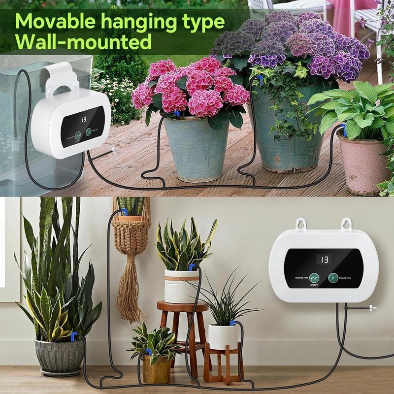 Solar Drip Irrigation System, Automatic Watering Kit for 15 Pots with 49ft Hose gallery