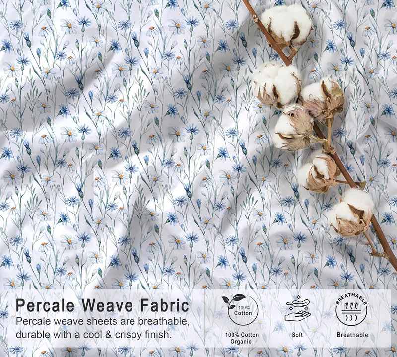 100% Cotton Organic Percale Sheets Full Size – Crisp Cooling Bed Sheets for Hot gallery