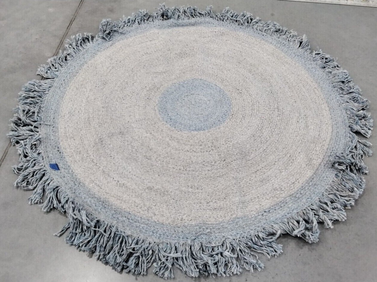 BLUE / GREY 6' X 6' Round Broken Thread Rug, Reduced Price 1172719476 CAP227M-6R gallery