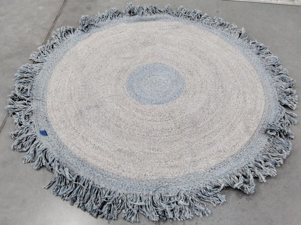 BLUE / GREY 6' X 6' Round Broken Thread Rug, Reduced Price 1172719476 CAP227M-6R