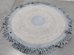 BLUE / GREY 6′ X 6′ Round Broken Thread Rug, Reduced Price 1172719476 CAP227M-6R