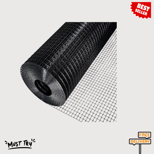 NEW Black Hardware Cloth 48IN x50FT 1/2IN 19GA PVC Wire Mesh Fence Roll gallery