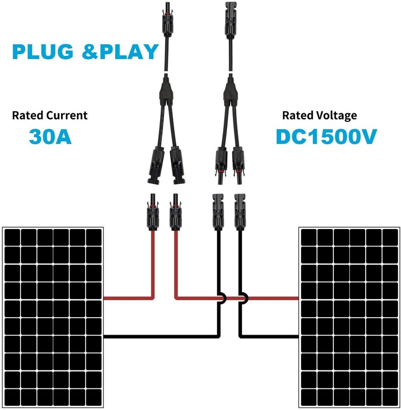 Solar Panel Cable Connection Y T Branch Connector M/F Wire Plug Adapter IP67 gallery