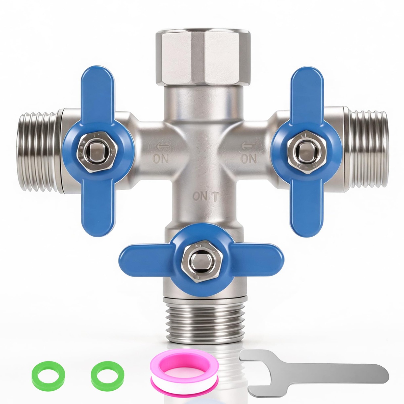 304 Stainless Steel 3 Way Hose Splitter Heavy Duty, Full Flow Garden Hose Spl... gallery