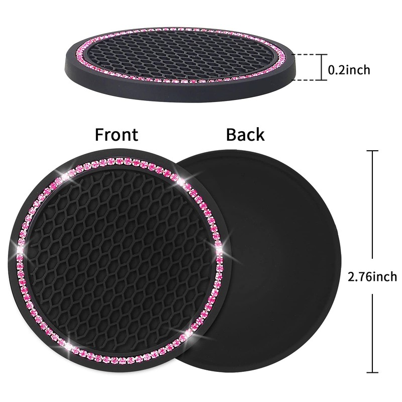 4 Pack Car Coasters, Universal Vehicle Bling Coaster, Cute Pink Crystal gallery