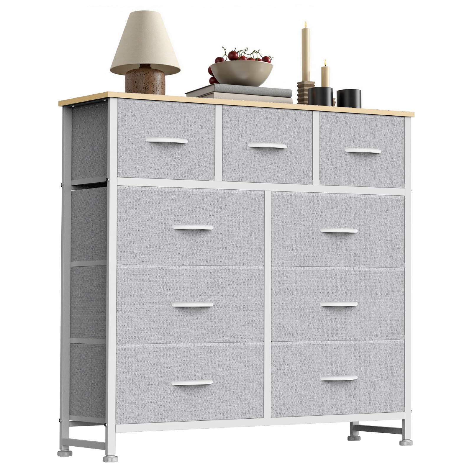 9 Drawer Fabric Dresser Storage Tower Light Gray 39.6 W CAB-9BC-LTGY Sweetcrispy gallery