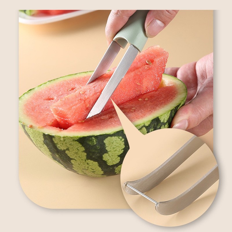 Multipurpose Watermelon Cutter Slicer Tool Popsicle Fork Knife Fruit Cutter US gallery