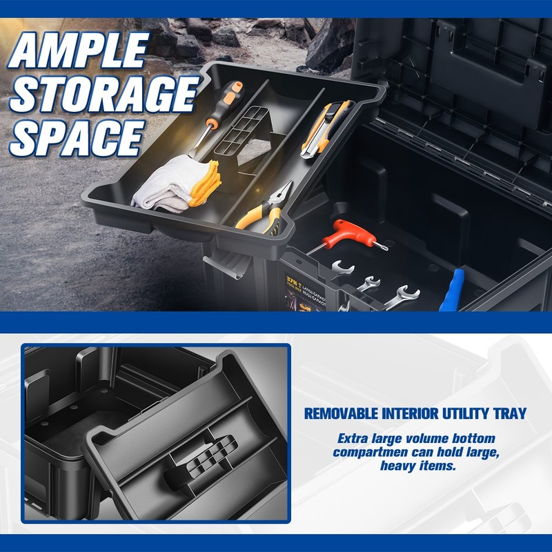 2x Large Tool Box Lockable Organizer Storage Set for Workshop Garage Household gallery