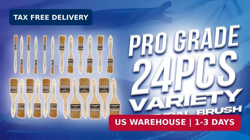 Pro Grade - Chip Brush – Paint Brush Set – 24 Pack - Natural China Bristle Paint gallery