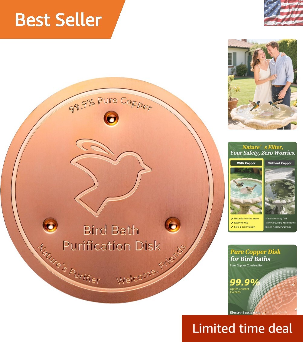 All-Season 99.99% Pure Copper Disk for Effortless Bird Bath Water Purification gallery