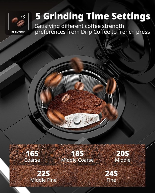 AIRMSEN Grind & Brew Coffee Maker Single Serve K-Cup Grinder Black gallery