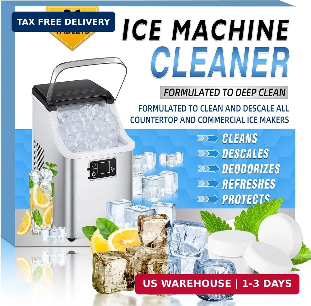 Ice Machine Cleaner Tablets Descaler 36 Pack, Countertop Ice Maker Cleaner Table