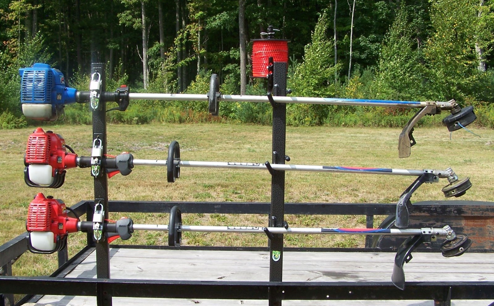 3-Place Weedeater Trimmer Racks OPEN Trailer with FREE 3 Lb trim line rack-PK-6 gallery