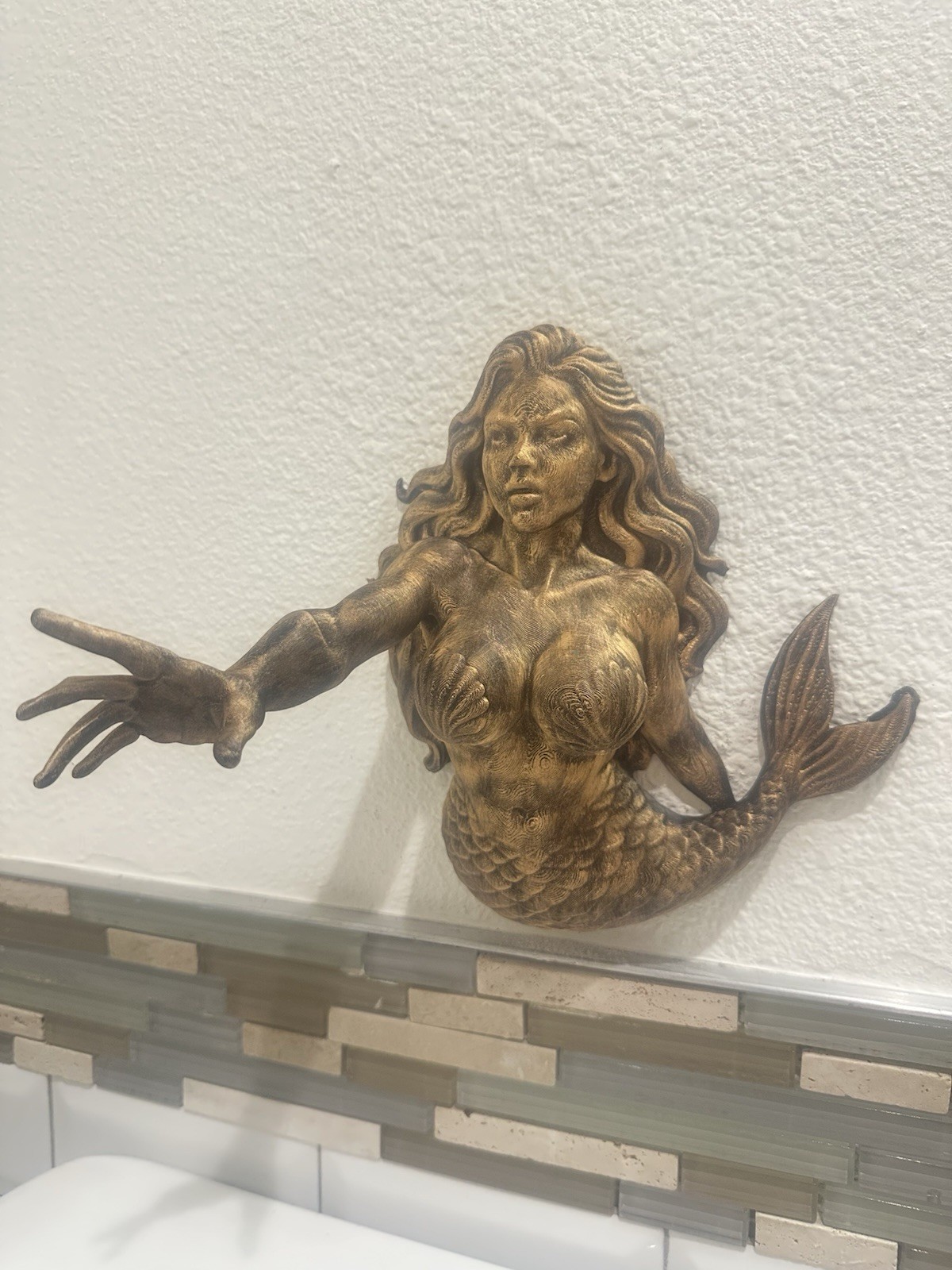 Mermaid Reaching Hand 9x9x7 Wall Mount Hanging Sculpture Art Fantasy Ocean Decor gallery