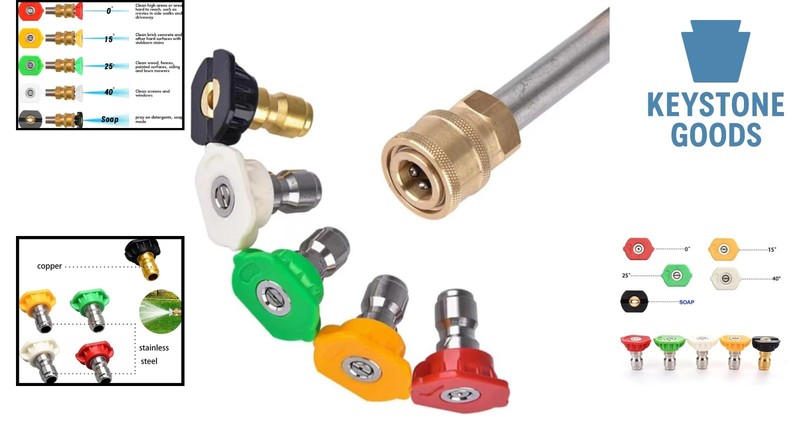 5-Pack High-Pressure Washer Nozzle Tips Set, 4500 PSI, Multi-Angle, Stainless... gallery