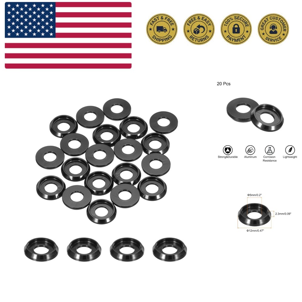 M5 Cone Cup Countersunk Washers,Hole Dia 5mm/0.2" Aluminum Gaskets Cup Head W...