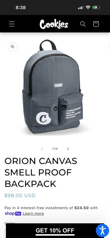 Cookies Smell Proof Backpack Black Zip Closure 5