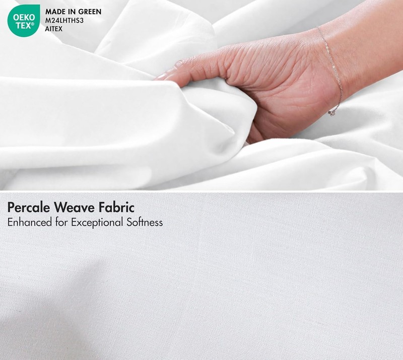 100% Cotton Percale Sheets, Full Size, Bright White | Crisp Cooling, Deep Poc... gallery