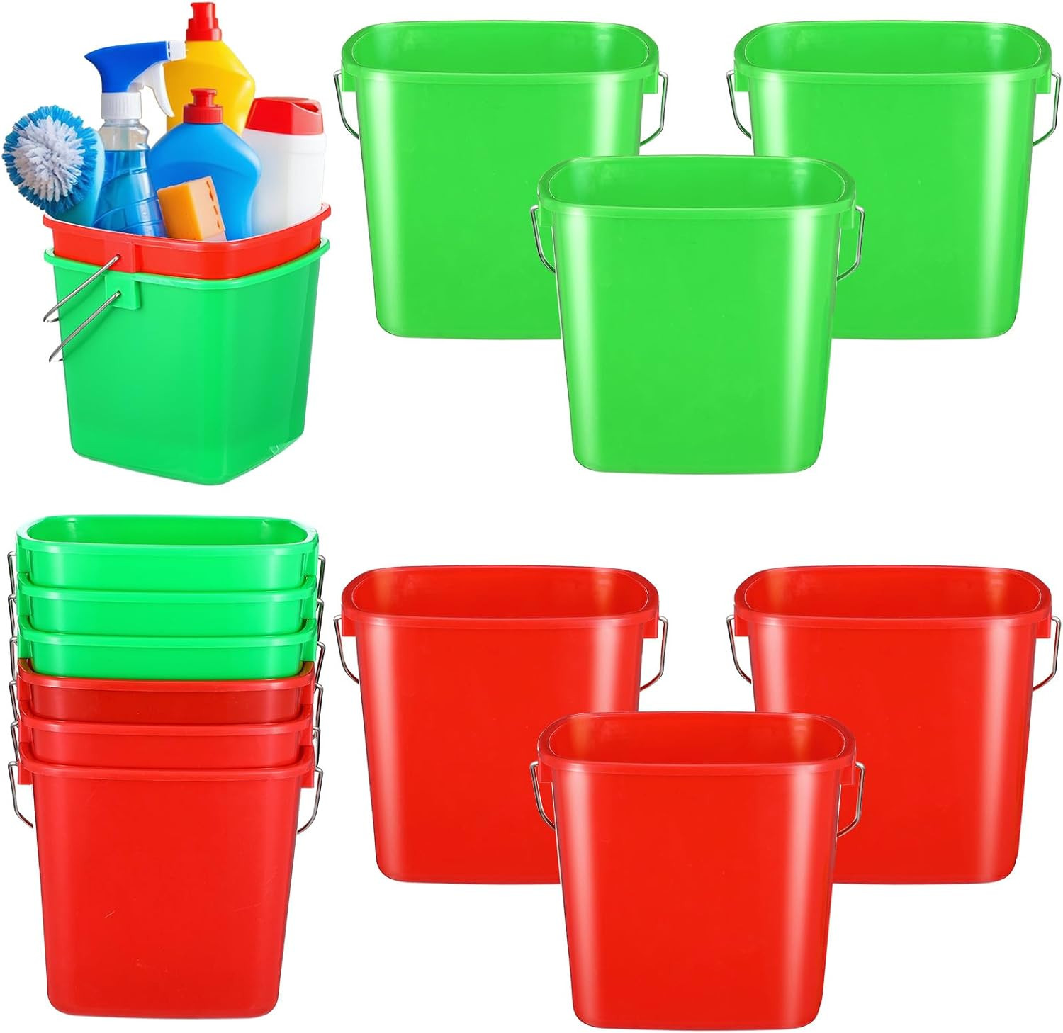 6 Pcs 3 Quart Cleaning Bucket Small Square Bucket Detergent Pail for Home Commer gallery