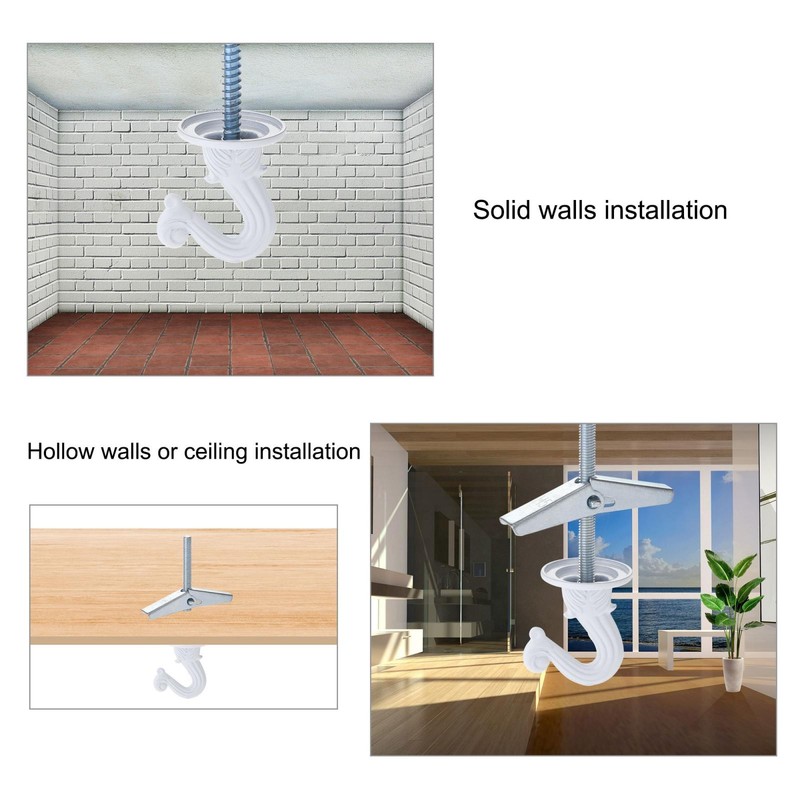 2Pcs Swag Ceiling Hooks with Hardware Zinc Alloy White Plants Hanging 29x38mm gallery