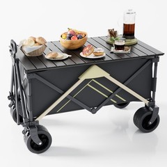 Wagons Carts Foldable,Wagon with Table Top,Beach Wagon with Big Wheels for Sand,