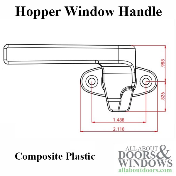 Hopper Window Handle Composite Plastic 1-1/2" Screw Holes Keller Kasson gallery