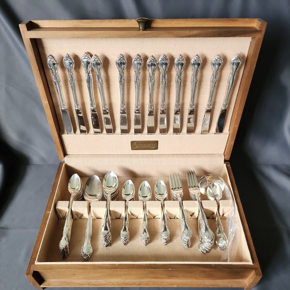ONEIDA Community Silver Plated Affection 1960 Flatware Pcs with Case