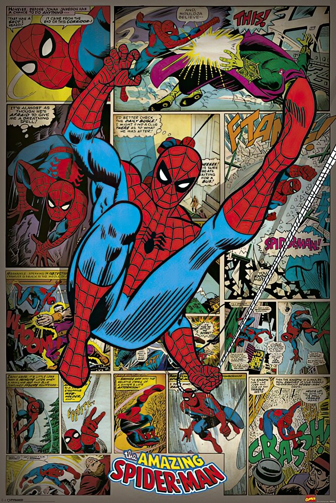 Spider-Man - Marvel Comics Poster (Retro Design - Swinging) (Size: 24" X 36") gallery