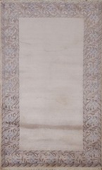 Bordered Nepalese Oriental Accent Rug 3×5 Hand-knotted Wool Carpet for Foyer