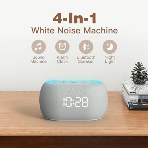 White Noise Sound Machine Alarm Clock with Bluetooth Speaker, 21 A-Grey A-grey gallery