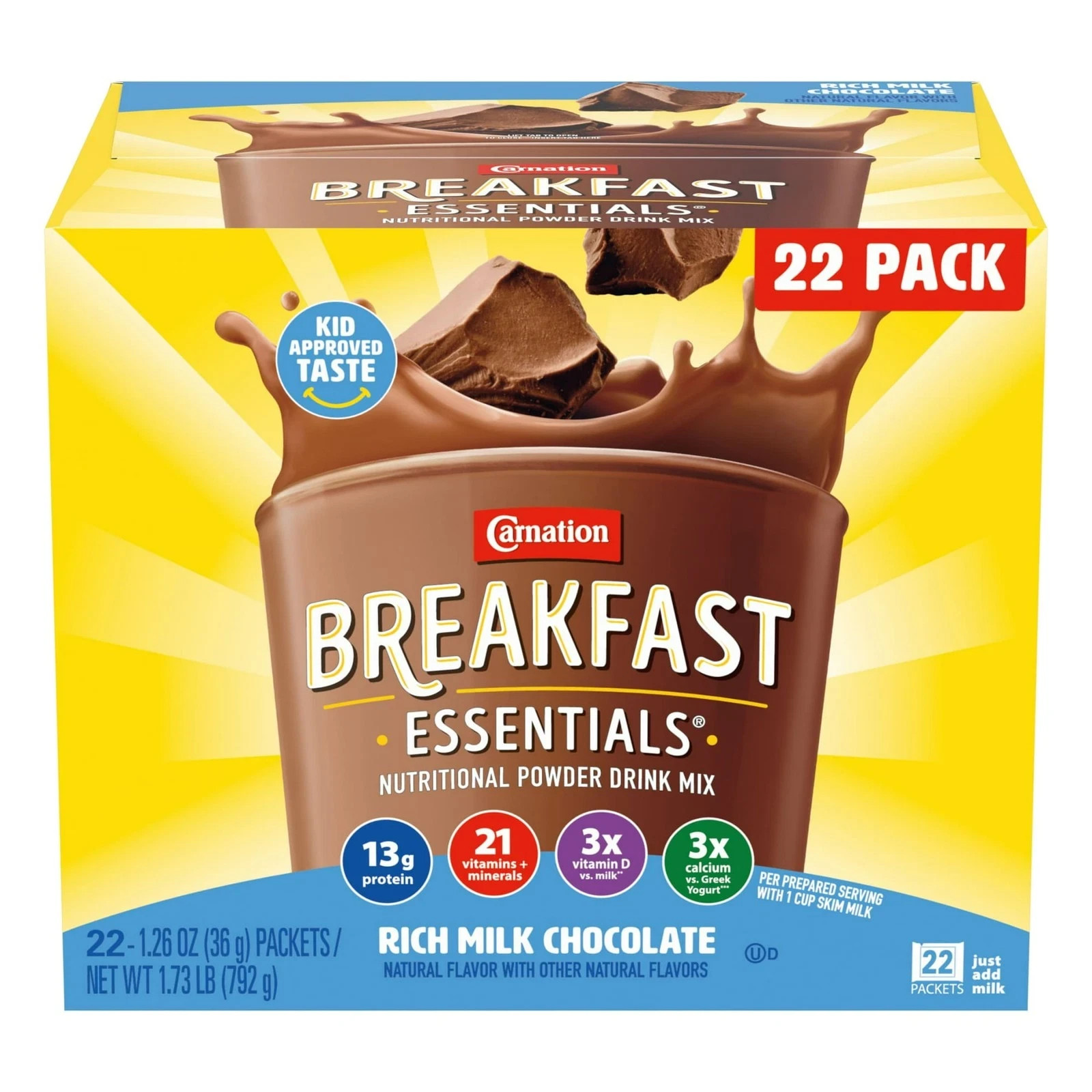 Carnation Instant Breakfast Powder Drink Mix, Rich Milk Chocolate, Box of 22.. gallery