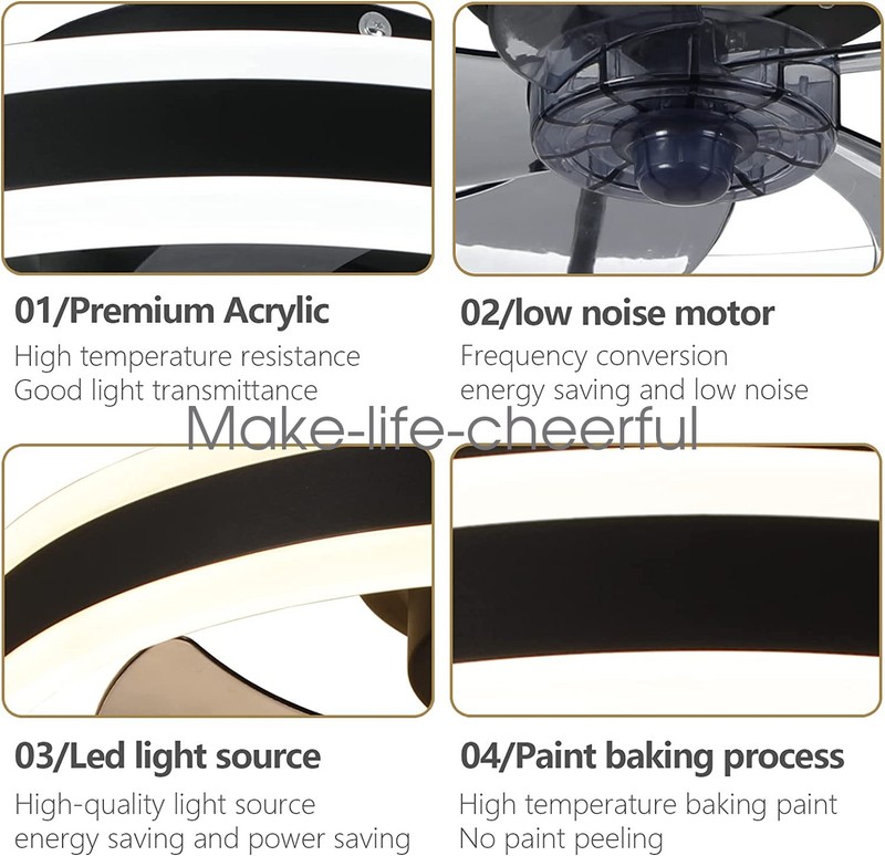 Modern Chandelier Ceiling Fan Dimmable LED Reversible 6 Speeds Wide Application gallery