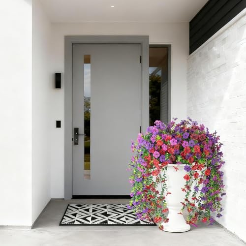 Artificial Hanging Plants Flowers for Outdoor Srpring Summer Purple Red Brown gallery