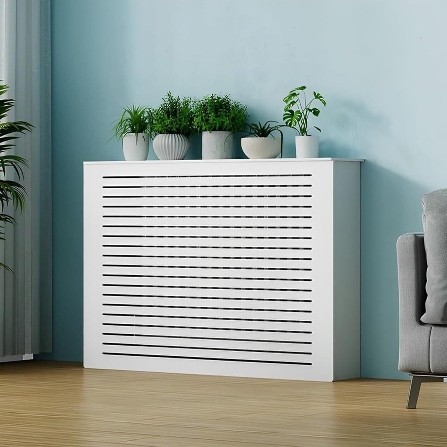 Radiator Covers for Home, White Louvered Heating Cabinet Radiator Shelf Cover St gallery