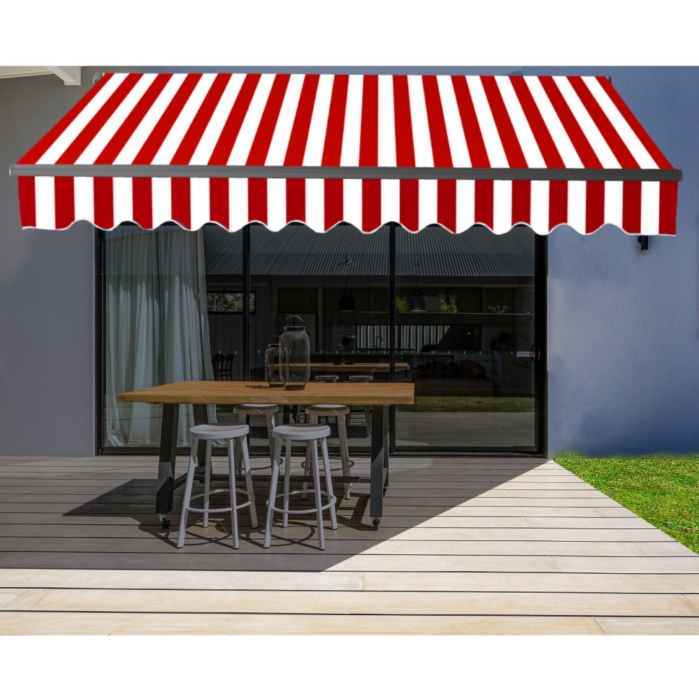 ALEKO Motorized Retractable Home Patio Canopy Awning 16'x10' Red/White gallery