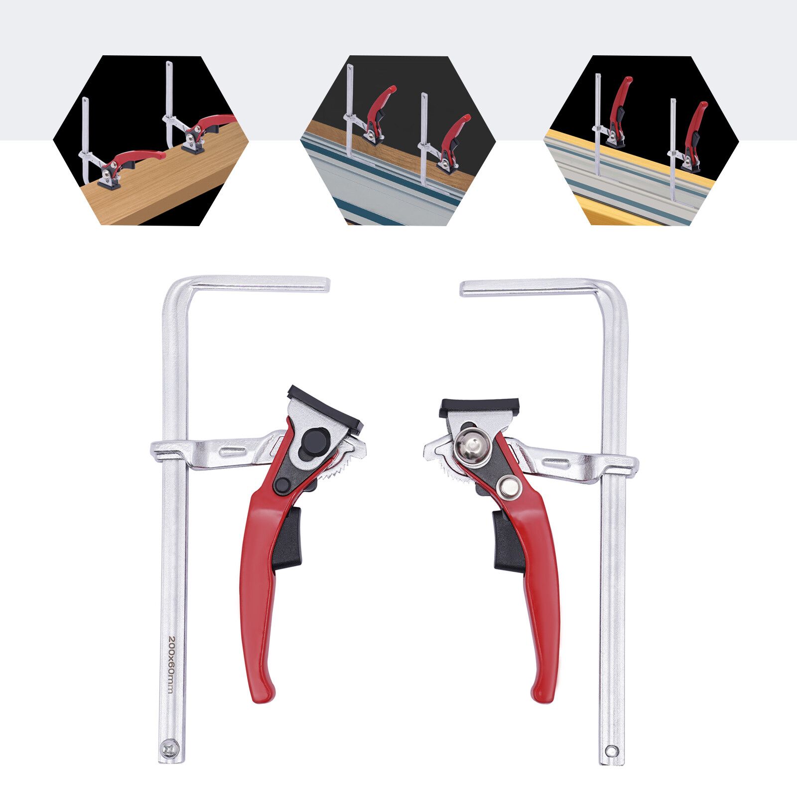 2PCS Saw Guide Rail Ratchet Clamp Track Saw Clamping Force Max 485lbs ﻿ gallery