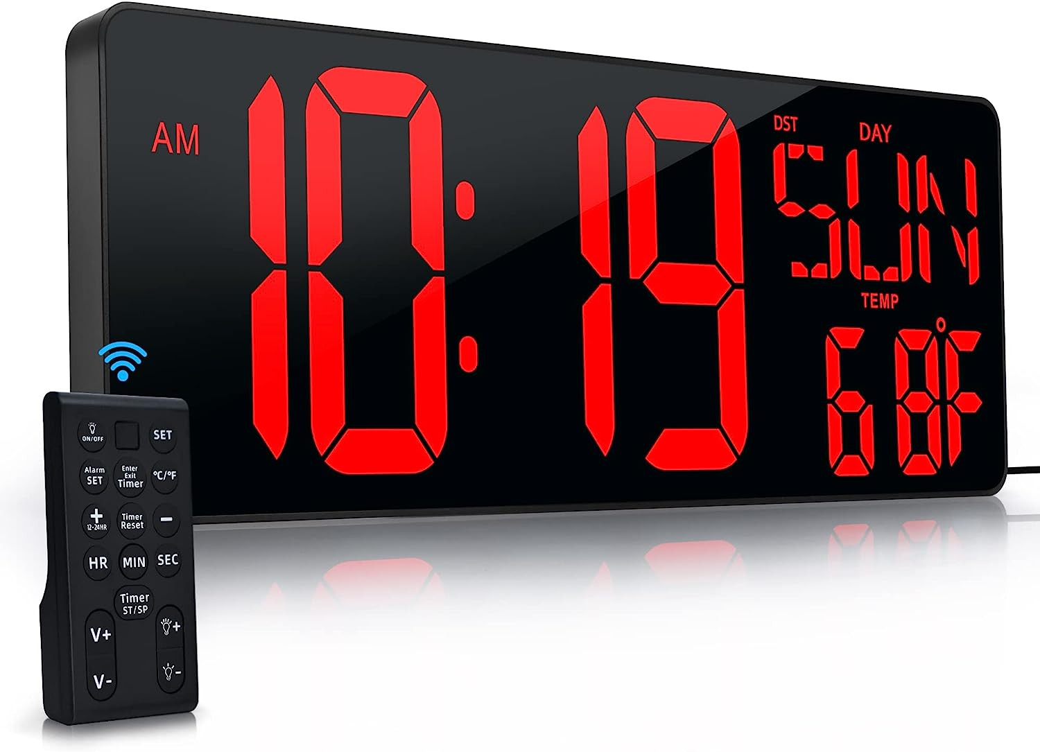 Large Digital Wall Clock 17.2in LED Display With Remote Timer Date Temp Alarm gallery