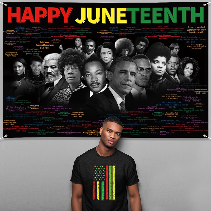 Juneteenth Decorations Happy Juneteenth Banner 72" x 48" African American Indepe gallery