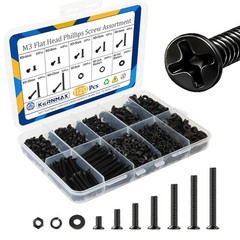 1120Pcs M3 Countersunk Screws Kit, M3 Flat Head Screws, Phillips Bolts Nuts W…