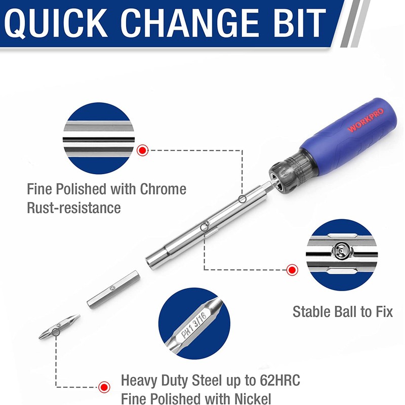 WORKPRO 11-in-1 Screwdriver/Nut Driver Set Tool Philips/Slotted/Torx/Square 3Nut gallery