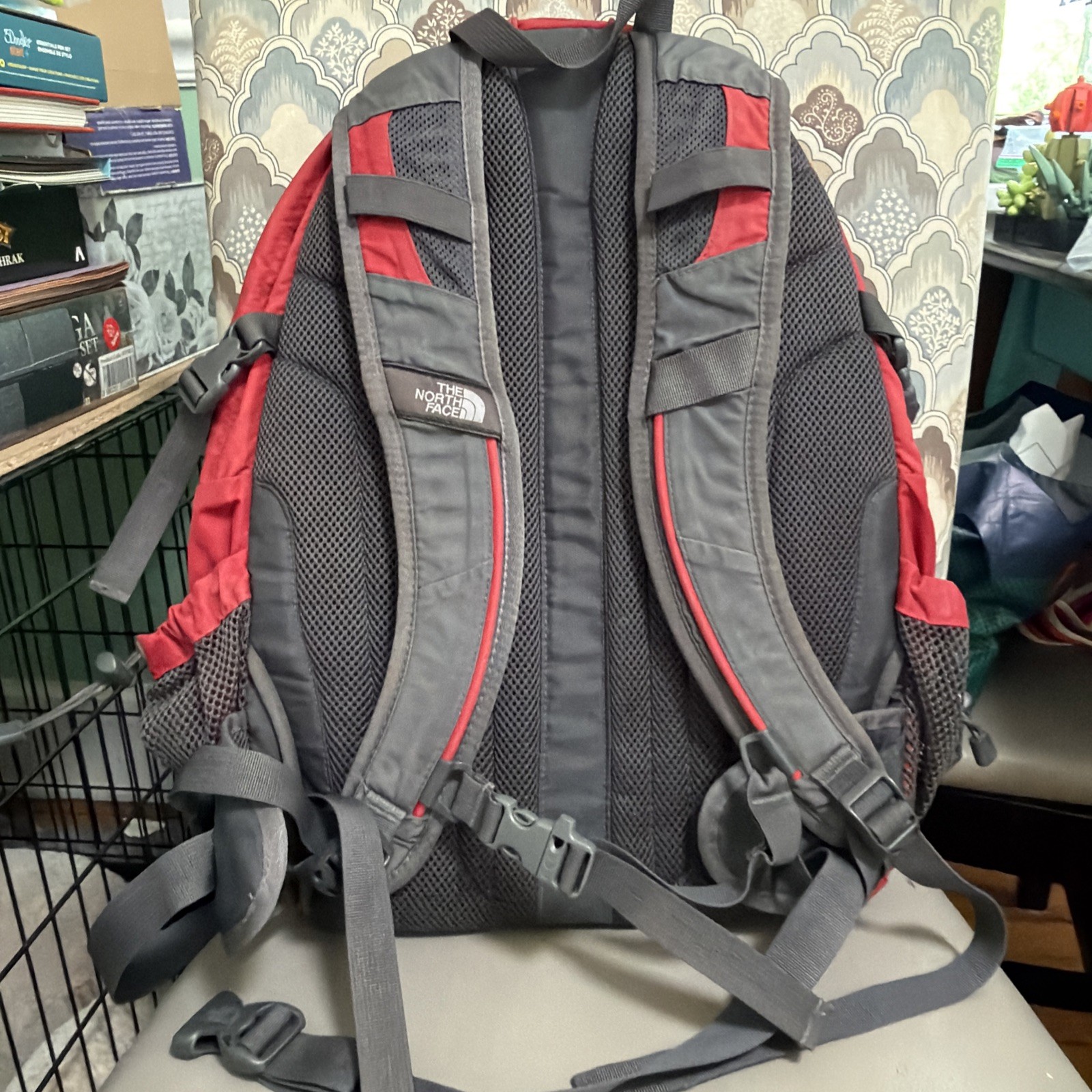 North Face Borealis Backpack Grey Red Preowned 5